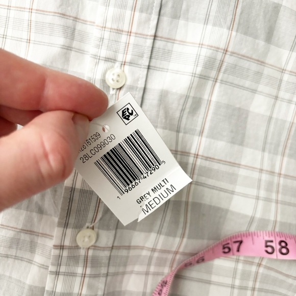 Bloomingdale’s Men’s Plaid Button Down Shirt Gray Size Medium Lightweight New - Picture 6 of 7